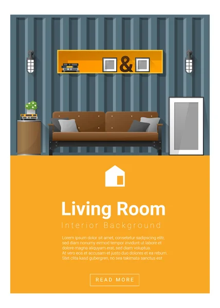 Diseño de interiores Moderno estandarte de la sala de estar, vector, ilustración — Vector de stock