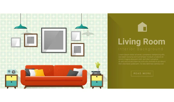 Design de interiores Sala de estar moderna fundo, vetor, ilustração — Vetor de Stock
