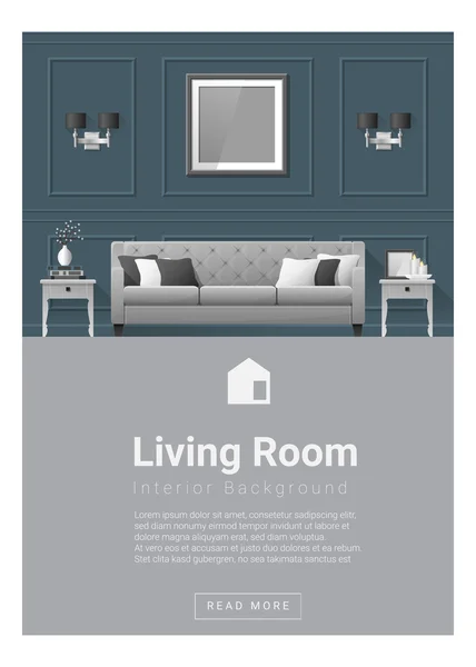 Interieur ontwerp moderne woonkamer banner, vector illustratie — Stockvector