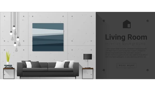 Design interiéru moderní obývací pokoj pozadí, vektor, ilustrace — Stockový vektor