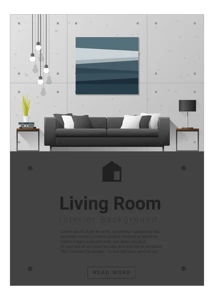 Design de interiores Banner moderno da sala de estar, vetor, ilustração —  Vetores de Stock
