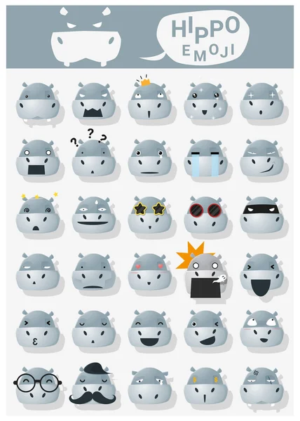 Ícones de Hippopotamus emoji, vetor, ilustração —  Vetores de Stock