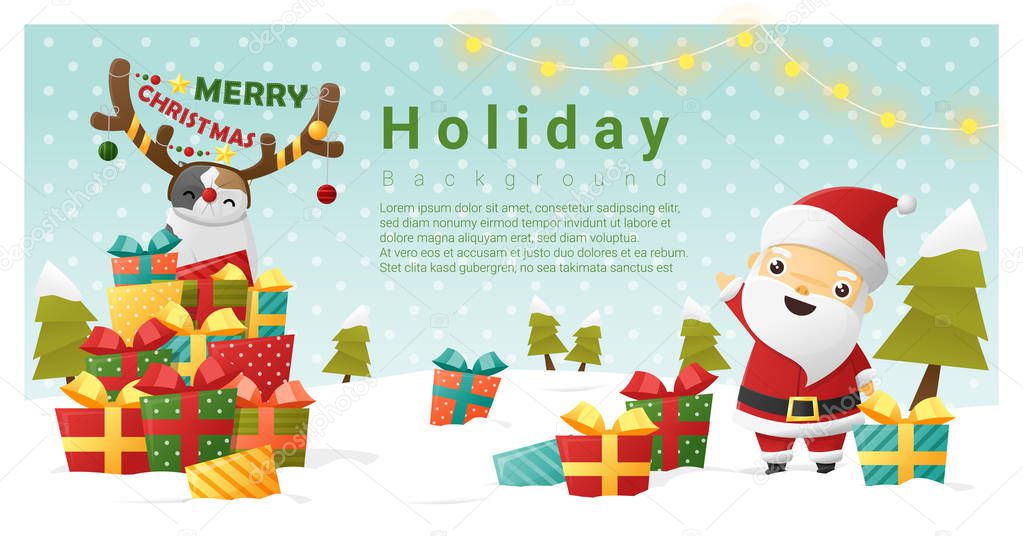 Christmas background Merry Christmas with Santa Claus , vector , illustration