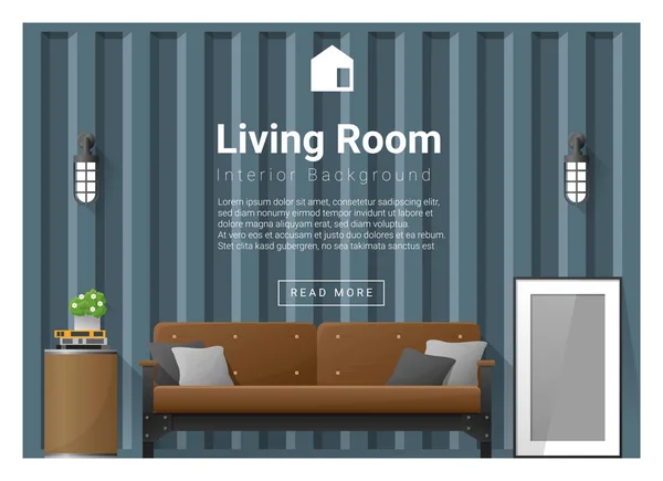 Sala de estar Fondo interior, vector, ilustración — Vector de stock