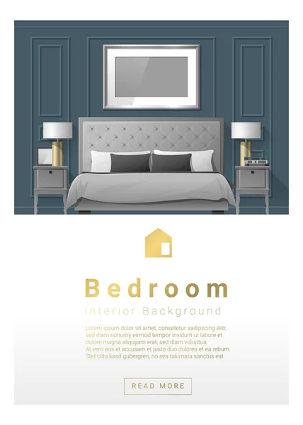 Interior Design modernes Schlafzimmer Banner, Vektor, Illustration — Stockvektor