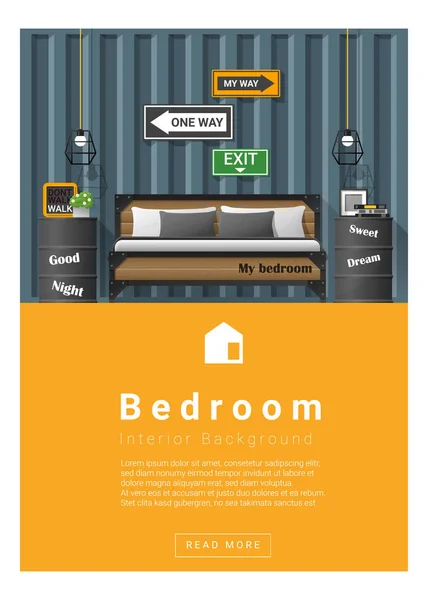 Interior Design modernes Schlafzimmer Banner, Vektor, Illustration — Stockvektor