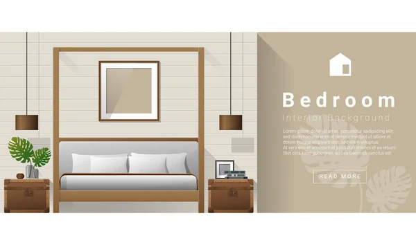 Diseño de interiores Moderno dormitorio fondo, vector, ilustración — Vector de stock