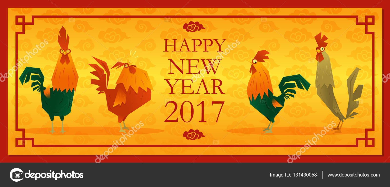 新年あけましておめでとうございます 17 カード鶏 17 動物新年 ベクトル イラスト ストックベクター C Littleartvector