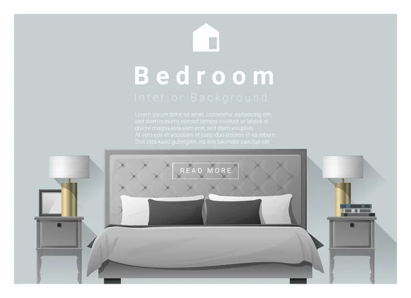 Diseño de interiores dormitorio fondo, vector, ilustración — Vector de stock