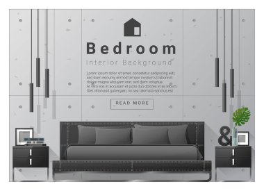 İç tasarım yatak odası arka plan, vektör, illüstrasyon