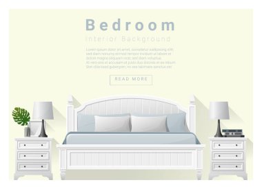 Modern yatak odası arka plan dekorasyon, vektör, illüstrasyon