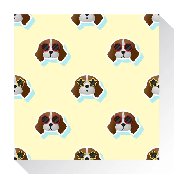 Animal colección de patrones sin costura con perro beagle, vector, ilustración — Vector de stock