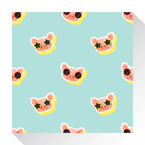 Collection de motifs animaux sans couture avec cochon, vecteur, illustration — Image vectorielle