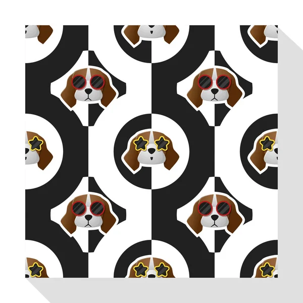 Animal colección de patrones sin costura con perro beagle, vector, ilustración — Vector de stock