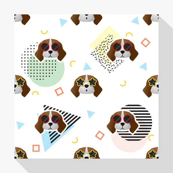 Tier nahtlose Musterkollektion mit Beagle Hund, Vektor, Illustration — Stockvektor