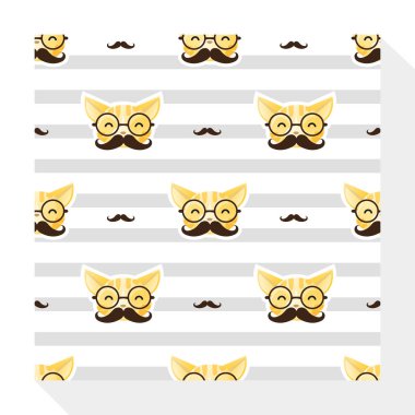 Hayvan Dikişsiz desen koleksiyonu ile kedi, vektör, illüstrasyon