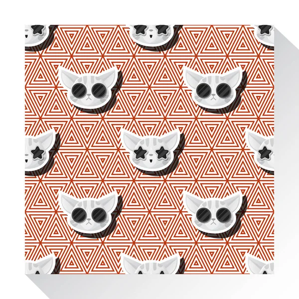 Collection de motifs animaux sans couture avec chat, vecteur, illustration — Image vectorielle