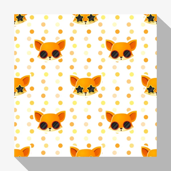 Animal colección de patrones sin costura con zorro, vector, ilustración — Vector de stock