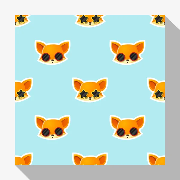 Animal colección de patrones sin costura con zorro, vector, ilustración — Vector de stock
