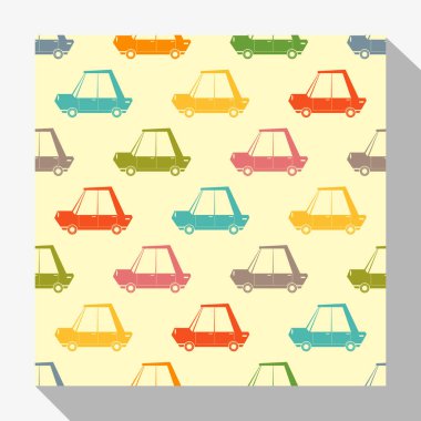Retro Dikişsiz desen koleksiyonu ile araba, vektör, illüstrasyon