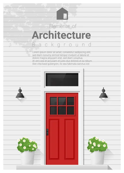 Építészeti elemek, bejárati ajtó háttér, vektor, illusztráció — Stock Vector