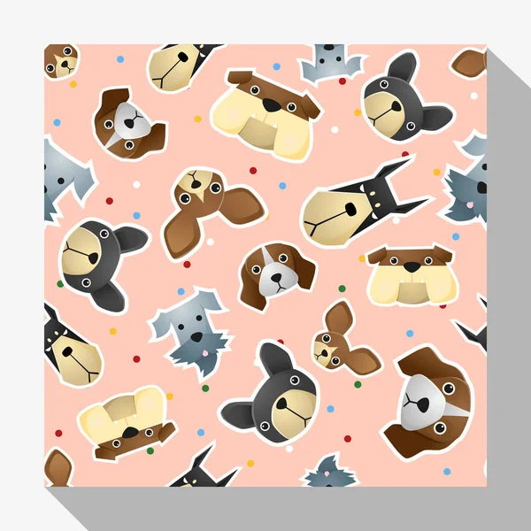 Collection de motifs animaux sans couture avec chien, vecteur, illustration — Image vectorielle