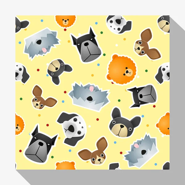 Animal colección de patrones sin costura con perro, vector, ilustración — Vector de stock