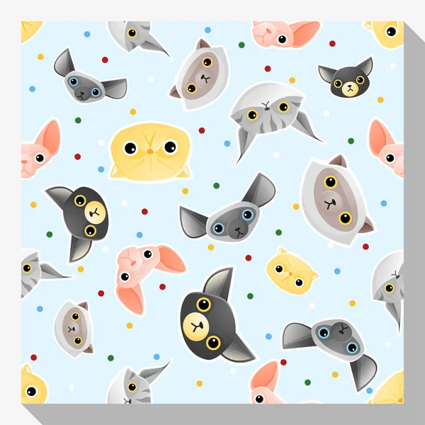 Collection de motifs animaux sans couture avec chat, vecteur, illustration — Image vectorielle