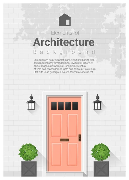 Elementos de la arquitectura, fondo de la puerta principal, vector, ilustración — Archivo Imágenes Vectoriales