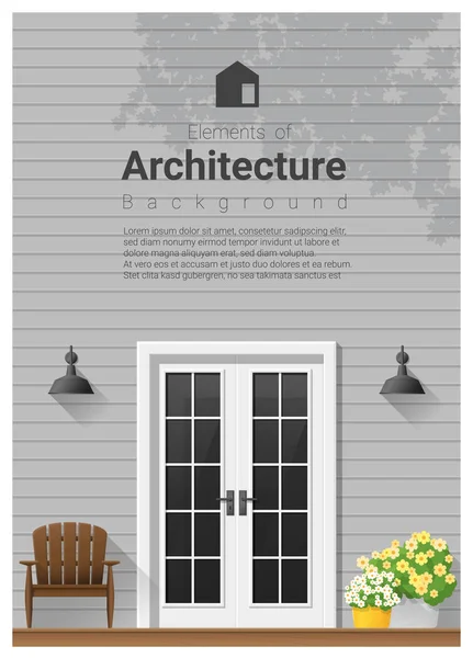 Elementos de la arquitectura, fondo de la puerta principal, vector, ilustración — Archivo Imágenes Vectoriales