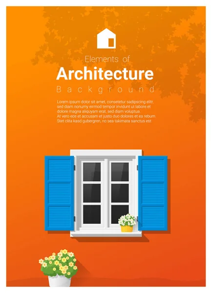 Elementos de arquitectura, fondo de ventana, vector, ilustración — Vector de stock