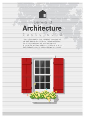 Mimari, illüstrasyon penceresi arka planını, vektör öğeleri