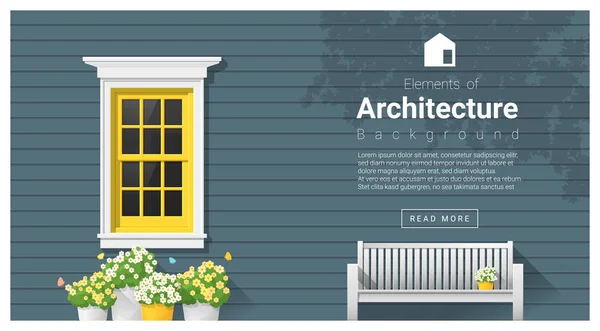 Elemente der Architektur, Fensterhintergrund, Vektor, Illustration — Stockvektor
