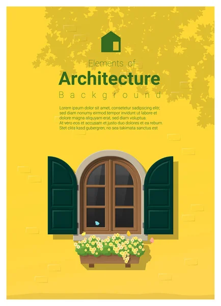 Elementi di architettura, sfondo della finestra, vettore, illustrazione — Vettoriale Stock