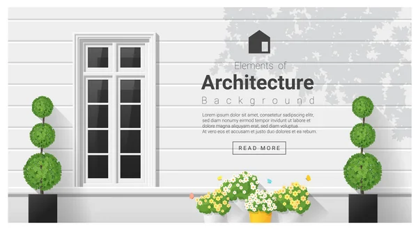 Elementos de arquitectura, fondo de ventana, vector, ilustración — Vector de stock