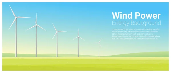 エネルギー概念の背景風力タービン, ベクトル, イラスト — ストックベクタ