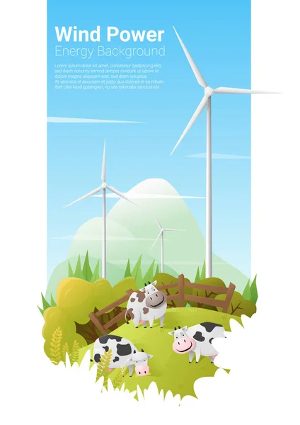 Concept énergétique avec éolienne, vecteur, illustration — Image vectorielle