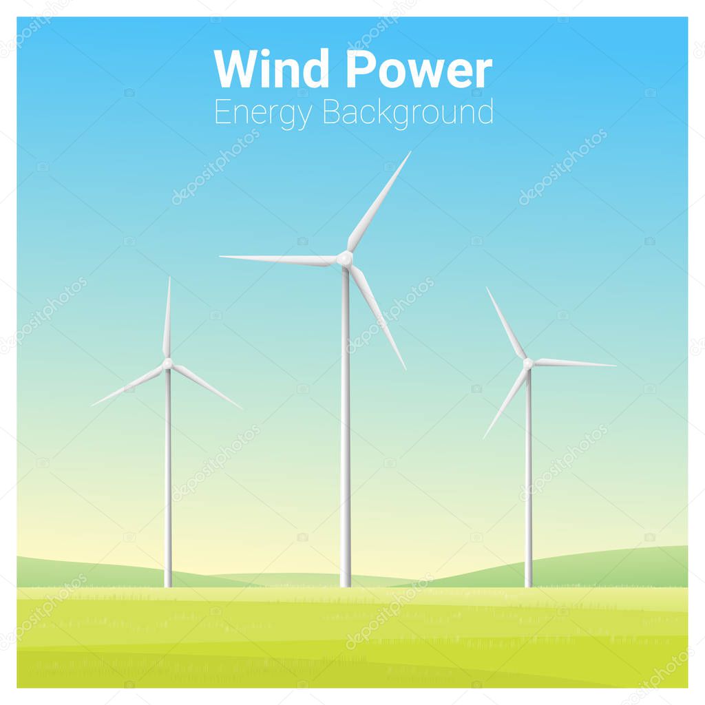 Energy concept background with wind turbine , vector , illustration
