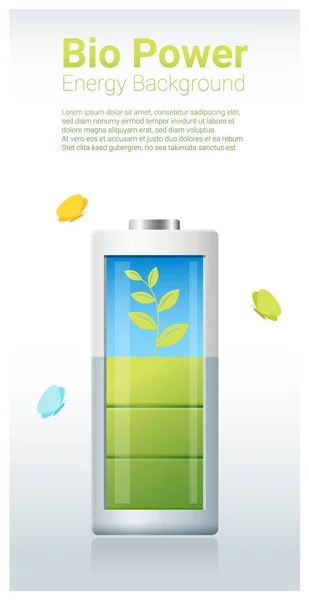Zöld energia koncepció háttér bioenergia töltés, akkumulátor, vektor, ábra — Stock Vector