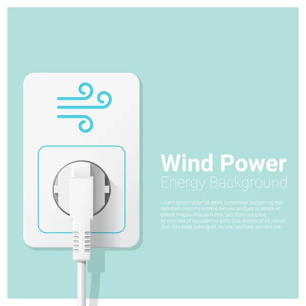 Hintergrund des grünen Energiekonzepts mit Windkraft und Stecker, Vektor, Illustration — Stockvektor