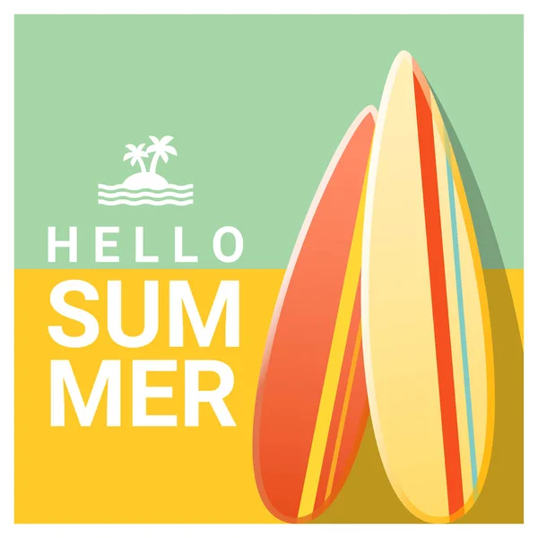 Hallo Sommer Hintergrund mit bunten Surfbrettern, Vektor, Illustration — Stockvektor