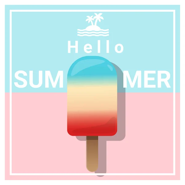 Hallo Sommer Hintergrund mit buntem Eis, Vektor, Illustration — Stockvektor