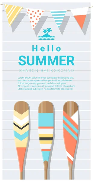 Hallo Sommer Hintergrund mit gemalten Kanu Paddel, Vektor, Illustration — Stockvektor
