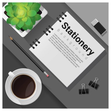 İleti örneği sahne Ofis ekipmanları arka plan, vektör, illüstrasyon