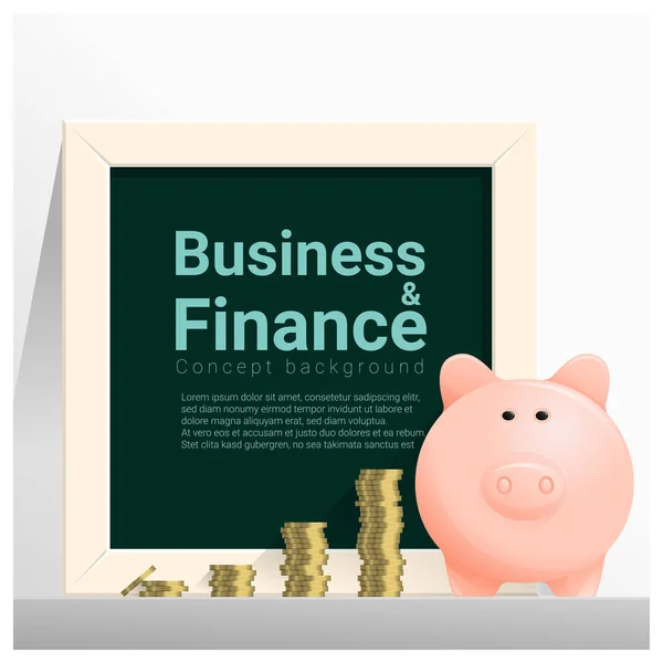 Negócios e Finanças fundo conceito com piggy bank, vetor, ilustração —  Vetores de Stock