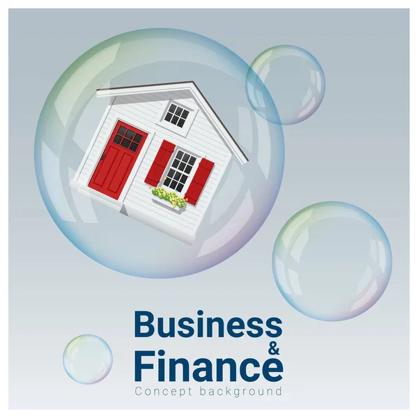 Üzleti- és pénzügyek fogalmát háttér-ház buborék, vektor, ábra — Stock Vector