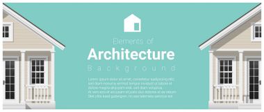 Mimari arka plan ile bir küçük ev, vektör, şekil unsurları 