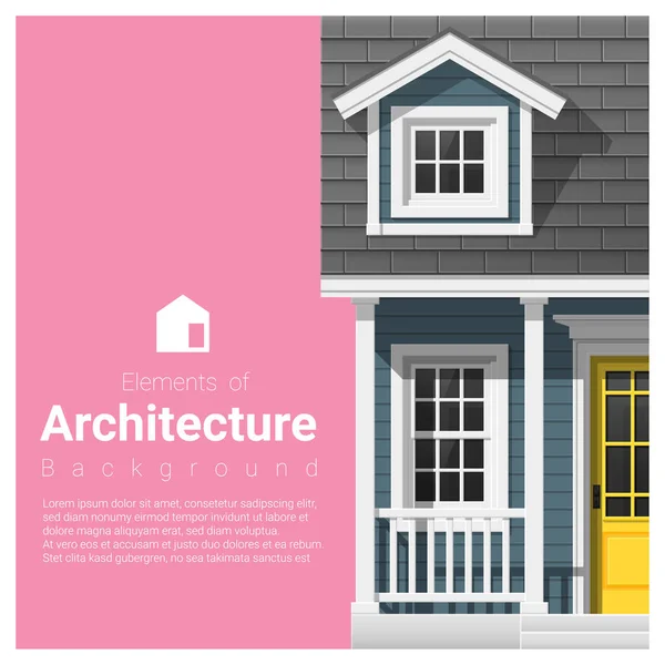 Elementos de arquitetura de fundo com uma pequena casa, vetor, ilustração —  Vetores de Stock