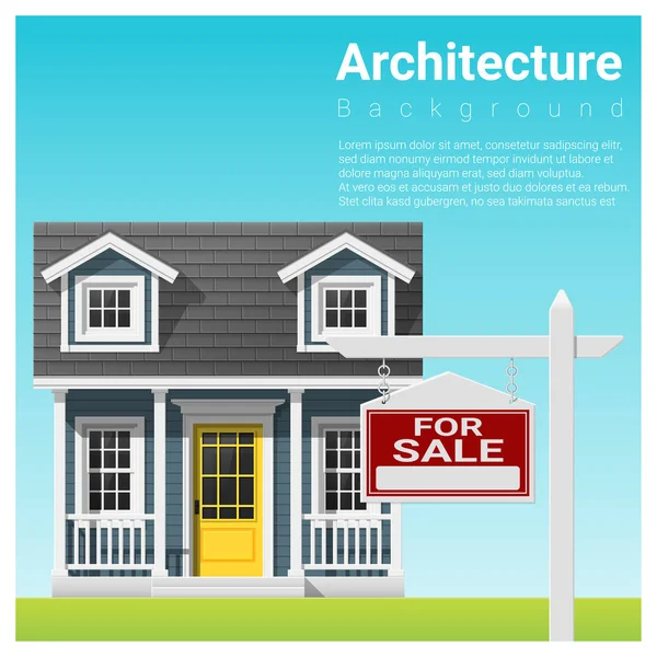 Onroerend goed investeringen achtergrond met huis te koop, vector, illustratie — Stockvector