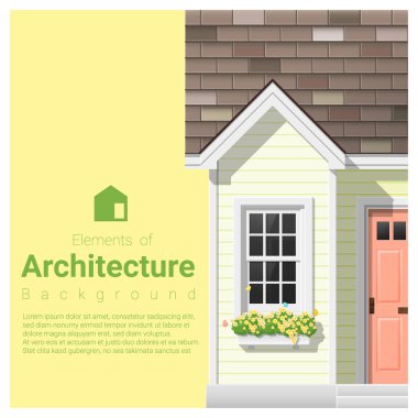 Mimari arka plan ile bir küçük ev, vektör, şekil unsurları 